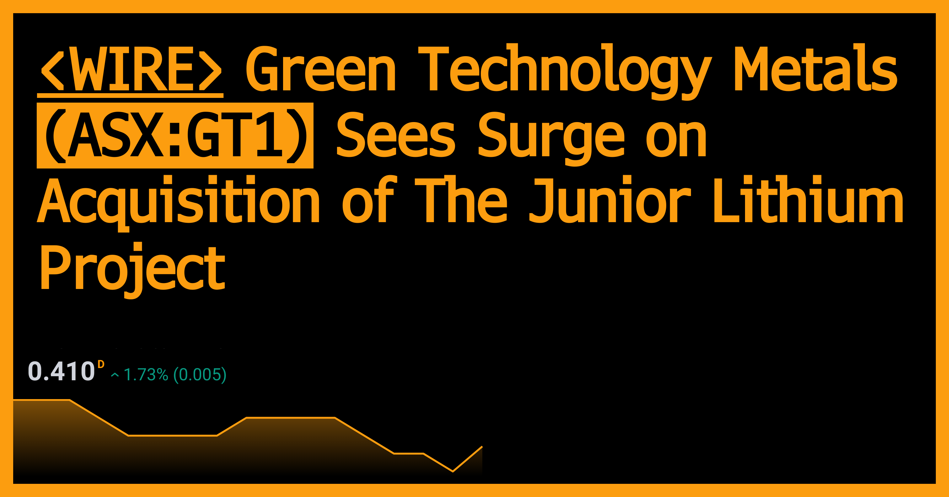 Green Technology Metals ASX GT1 Sees Surge On Acquisition Of The   Green Technology Metals 